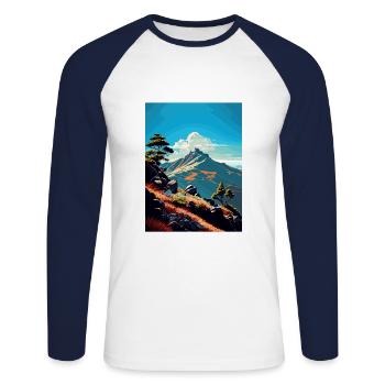 Mont Tamalpais Californie Vintage affiche de voyage - T-shirt baseball manches longues Homme - blanc/marine - Devant - Nik (191cm)
