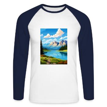 Banff Nationalpark Kanada Vintage Reiseposter - Unisex Baseballshirt langarm - Weiß/Navy - Vorne - Nik (191cm)