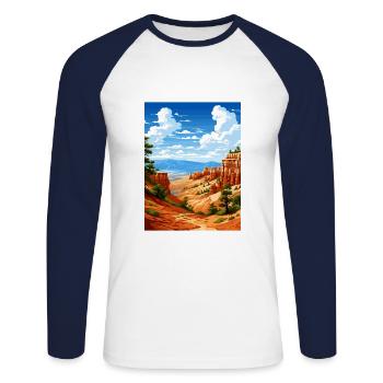 Parc national de Bryce Canyon Vintage voyage affiche - T-shirt baseball manches longues Homme - blanc/marine - Devant - Nik (191cm)