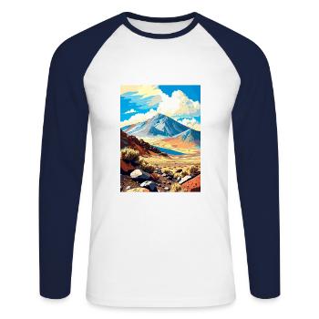 Mont Humphreys Californie Vintage affiche de voyage - T-shirt baseball manches longues Homme - blanc/marine - Devant - Nik (191cm)