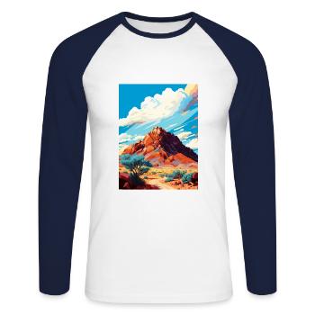 Camelback Mountain Arizona Vintage Travel Poster - Unisex Long Sleeve Baseball T-Shirt - white/navy - Front - Nik (191cm)