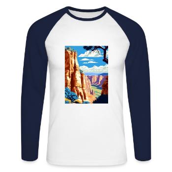 Colorado National Monument Vintage Reiseposter - Unisex Baseballshirt langarm - Weiß/Navy - Vorne - Nik (191cm)
