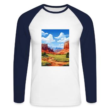 Capitol Reef National Park Vintage Reiseposter - Unisex Baseballshirt langarm - Weiß/Navy - Vorne - Nik (191cm)