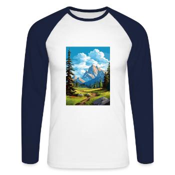 Banff Nationalpark Kanada Vintage Reiseposter - Unisex Baseballshirt langarm - Weiß/Navy - Vorne - Nik (191cm)