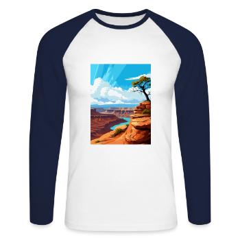 Dead Horse State Park Utah Vintage affiche de voyage - T-shirt baseball manches longues Homme - blanc/marine - Devant - Nik (191cm)