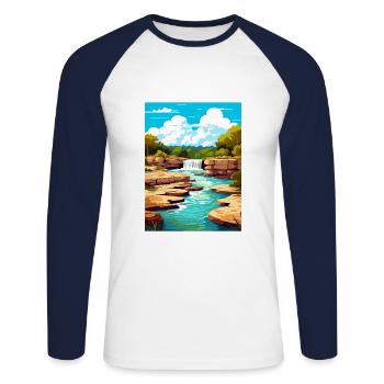 Parc d’État de Mckinney Falls, Texas Affiche de voyage - T-shirt baseball manches longues Homme - blanc/marine - Devant - Nik (191cm)