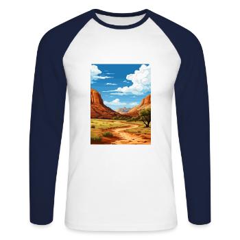 Dinosaurier National Monument Utah Reiseplakat - Unisex Baseballshirt langarm - Weiß/Navy - Vorne - Nik (191cm)