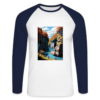 Watkins Glen State Park New York Affiche de voyage - T-shirt baseball manches longues Homme - blanc/marine - Devant - Nik (191cm)