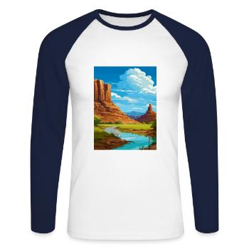 San Juan River Utah Vintage Travel Poster Souvenir - Unisex Long Sleeve Baseball T-Shirt - white/navy - Front - Nik (191cm)
