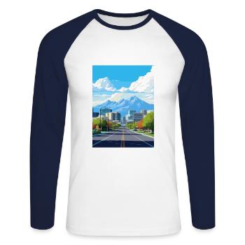 Salt Lake Utah Vintage voyage affiche WPA Souvenir - T-shirt baseball manches longues Homme - blanc/marine - Devant - Nik (191cm)
