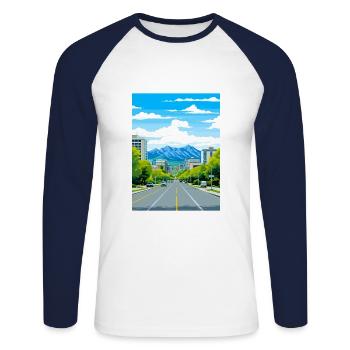 Salt Lake Utah Vintage voyage affiche WPA Souvenir - T-shirt baseball manches longues Homme - blanc/marine - Devant - Nik (191cm)