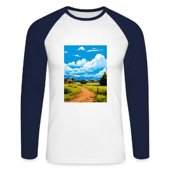 Torrey Utah affiches Vintage voyage affiche Souvenir - T-shirt baseball manches longues Homme - blanc/marine - Devant - Nik (191cm)