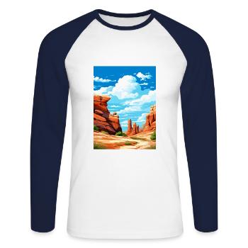 Escalante grand Utah Vintage voyage affiche WPA Art - T-shirt baseball manches longues Homme - blanc/marine - Devant - Nik (191cm)