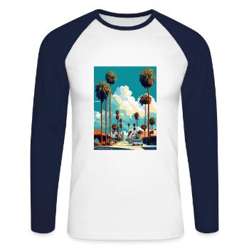 Santa Ana Californie Vintage voyage affiche WPA Art - T-shirt baseball manches longues Homme - blanc/marine - Devant - Nik (191cm)