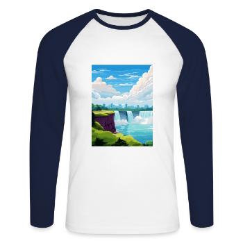 Niagara Falls Kanada Vintage Reiseposter WPA Kunst - Unisex Baseballshirt langarm - Weiß/Navy - Vorne - Nik (191cm)