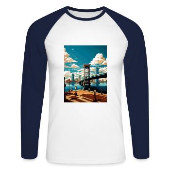 Jacksonville Florida Vintage Travel Poster WPA Art - Unisex Long Sleeve Baseball T-Shirt - white/navy - Front - Nik (191cm)