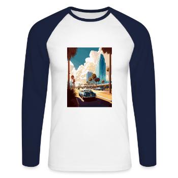 Jacksonville Florida Vintage Travel Poster WPA Art - Unisex Long Sleeve Baseball T-Shirt - white/navy - Front - Nik (191cm)