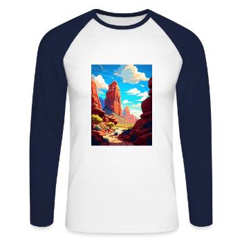 Red Rock Arizona Vintage voyage affiche Souvenir - T-shirt baseball manches longues Homme - blanc/marine - Devant - Nik (191cm)