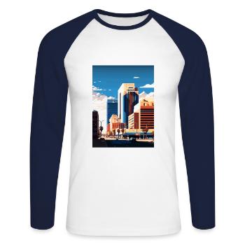 Glendale Arizona Vintage voyage affiche Souvenir - T-shirt baseball manches longues Homme - blanc/marine - Devant - Nik (191cm)