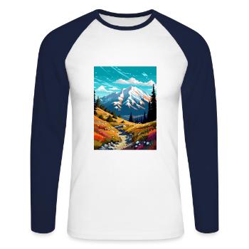 Mount Baldy Texas Vintage Travel Poster Souvenir - Unisex Long Sleeve Baseball T-Shirt - white/navy - Front - Nik (191cm)