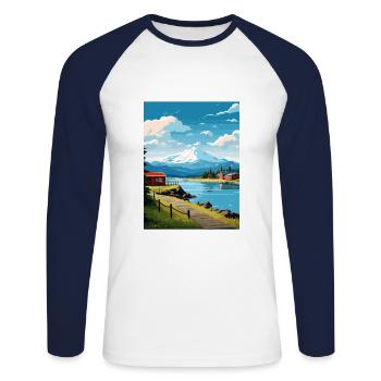 Petersburg Alaska Vintage Travel Poster Souvenir - Unisex Long Sleeve Baseball T-Shirt - white/navy - Front - Nik (191cm)