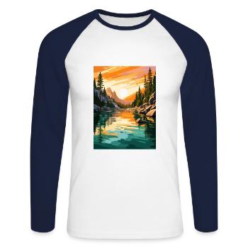 Lake Tahoe Nevada Vintage Travel Poster Souvenir - Unisex Long Sleeve Baseball T-Shirt - white/navy - Front - Nik (191cm)