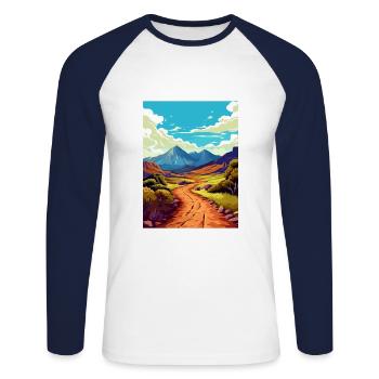 Haleakala Hawaii Vintage voyage affiche souvenir - T-shirt baseball manches longues Homme - blanc/marine - Devant - Nik (191cm)