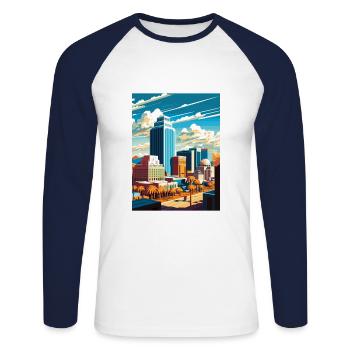 Tucson Arizona Vintage Reiseposter WPA Souvenir - Unisex Baseballshirt langarm - Weiß/Navy - Vorne - Nik (191cm)