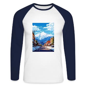 Brian Head Utah Vintage voyage affiche WPA Souvenir - T-shirt baseball manches longues Homme - blanc/marine - Devant - Nik (191cm)