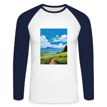 Bear Lake Utah Vintage voyage affiche WPA Souvenir - T-shirt baseball manches longues Homme - blanc/marine - Devant - Nik (191cm)