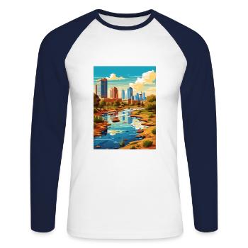 Phoenix Arizona Vintage voyage affiche WPA Souvenir - T-shirt baseball manches longues Homme - blanc/marine - Devant - Nik (191cm)