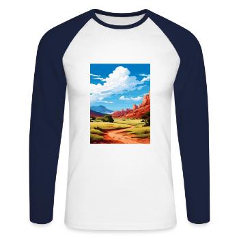 Zeder Utah Vintage Reiseposter WPA Souvenir - Unisex Baseballshirt langarm - Weiß/Navy - Vorne - Nik (191cm)