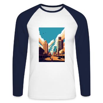 Phoenix Arizona Vintage Reiseposter WPA Souvenir - Unisex Baseballshirt langarm - Weiß/Navy - Vorne - Nik (191cm)