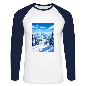 Deer Valley Utah Vintage voyage affiche Souvenir - T-shirt baseball manches longues Homme - blanc/marine - Devant - Nik (191cm)