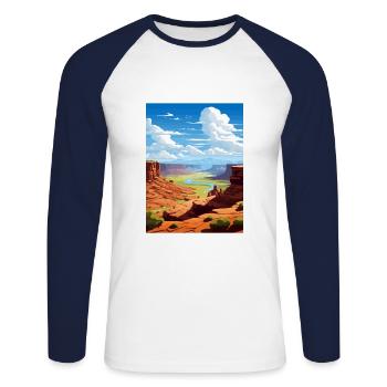 Green River Utah Vintage voyage affiche Souvenir - T-shirt baseball manches longues Homme - blanc/marine - Devant - Nik (191cm)