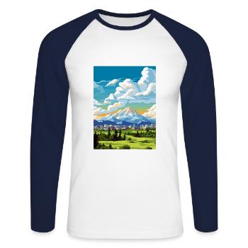 Anchorage Alaska Vintage Reiseposter Souvenir - Unisex Baseballshirt langarm - Weiß/Navy - Vorne - Nik (191cm)