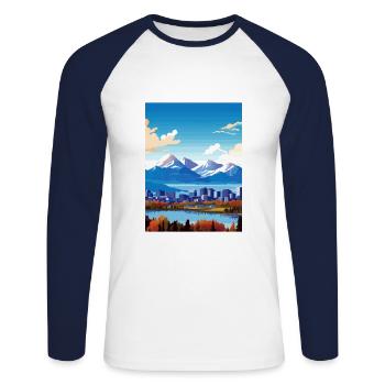 Anchorage Alaska Vintage Reiseposter Souvenir - Unisex Baseballshirt langarm - Weiß/Navy - Vorne - Nik (191cm)