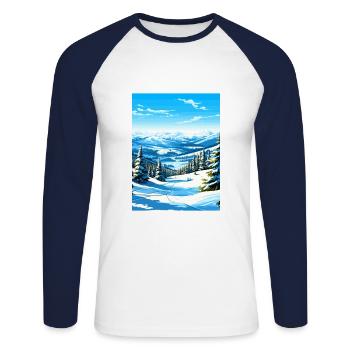 Deer Valley Utah Vintage voyage affiche Souvenir - T-shirt baseball manches longues Homme - blanc/marine - Devant - Nik (191cm)