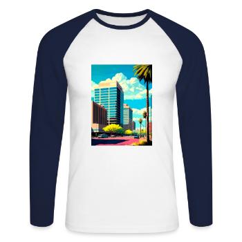 Glendale Arizona Vintage voyage affiche Souvenir - T-shirt baseball manches longues Homme - blanc/marine - Devant - Nik (191cm)