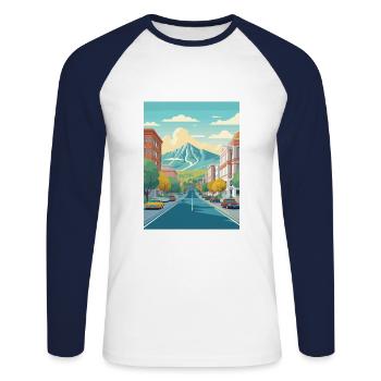 Provo Utah affiches Vintage voyage affiche Souvenir - T-shirt baseball manches longues Homme - blanc/marine - Devant - Nik (191cm)