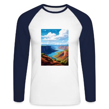 Flaming Gorge Utah Vintage voyage affiche Souvenir - T-shirt baseball manches longues Homme - blanc/marine - Devant - Nik (191cm)