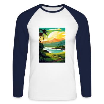 Kailua Kona Hawaii Vintage Travel Poster Souvenir - Unisex Long Sleeve Baseball T-Shirt - white/navy - Front - Nik (191cm)