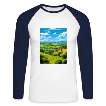 Adelaide Hills Australien Vintage Reiseposter WPA - Unisex Baseballshirt langarm - Weiß/Navy - Vorne - Nik (191cm)