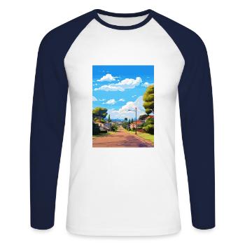 Mont Foulque Tha Australie Vintage Affiche de voyage WPA - T-shirt baseball manches longues Homme - blanc/marine - Devant - Nik (191cm)