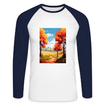 Adelaide Hills Australien Vintage Reiseposter WPA - Unisex Baseballshirt langarm - Weiß/Navy - Vorne - Nik (191cm)