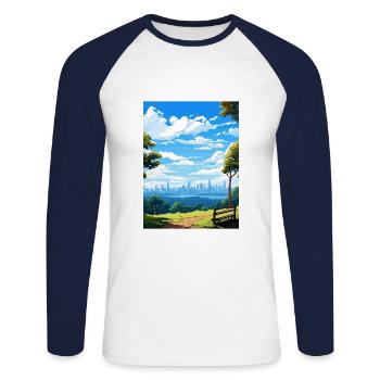 Mont Foulque Tha Australie Vintage Affiche de voyage WPA - T-shirt baseball manches longues Homme - blanc/marine - Devant - Nik (191cm)