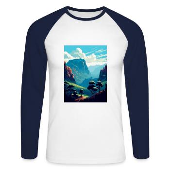 Blue Mountains Australien Vintage Reiseposter WPA - Unisex Baseballshirt langarm - Weiß/Navy - Vorne - Nik (191cm)
