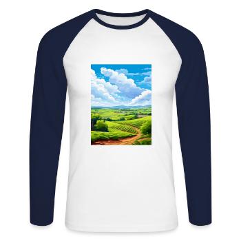 Barossa Valley Australie Vintage voyage affiche WPA - T-shirt baseball manches longues Homme - blanc/marine - Devant - Nik (191cm)