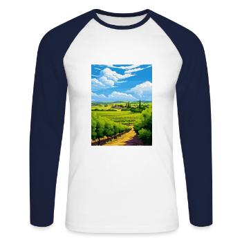 Barossa Valley Australie Vintage voyage affiche WPA - T-shirt baseball manches longues Homme - blanc/marine - Devant - Nik (191cm)
