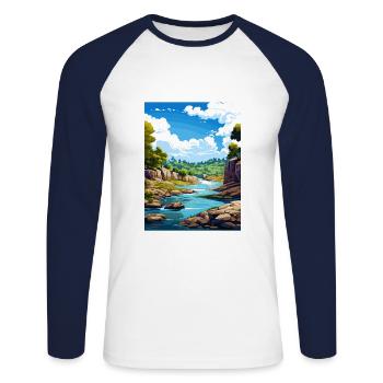 Katarakt Schlucht Australien Vintage Reiseposter WPA - Unisex Baseballshirt langarm - Weiß/Navy - Vorne - Nik (191cm)